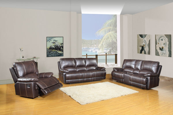 Homeroots Three Piece Indoor Brown Faux Leather Five Person Seating Set Brown  343903