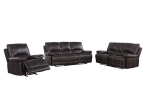 Homeroots Three Piece Indoor Brown Faux Leather Five Person Seating Set Brown  343903