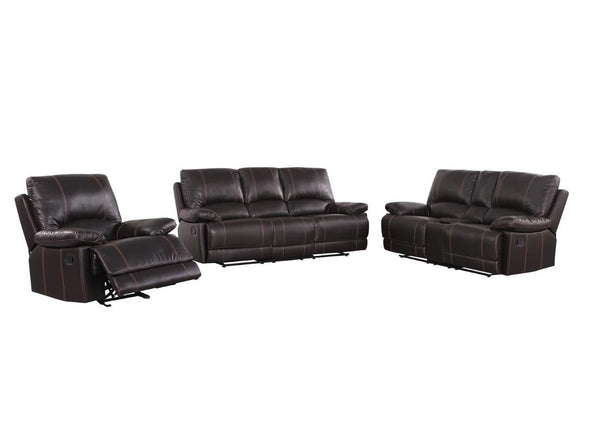 Homeroots Three Piece Indoor Brown Faux Leather Five Person Seating Set Brown  343903