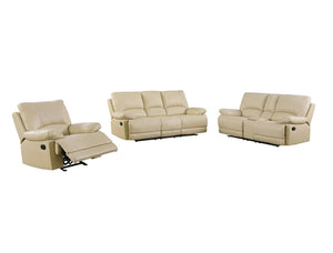 Homeroots Three Piece Indoor Beige Faux Leather Five Person Seating Set Beige  343904