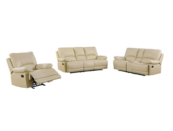 Homeroots Three Piece Indoor Beige Faux Leather Five Person Seating Set Beige  343904