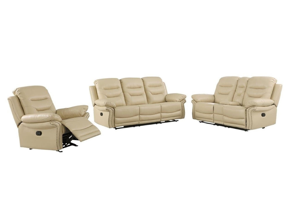 Homeroots Three Piece Indoor Beige Faux Leather Five Person Seating Set Beige  343905