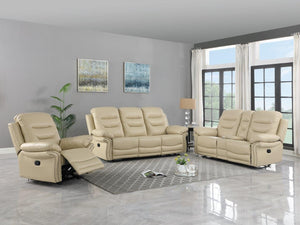 Homeroots Three Piece Indoor Beige Faux Leather Five Person Seating Set Beige  343905