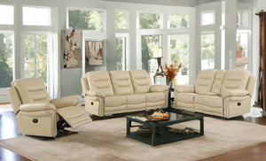 Homeroots Three Piece Indoor Beige Faux Leather Five Person Seating Set Beige  343905