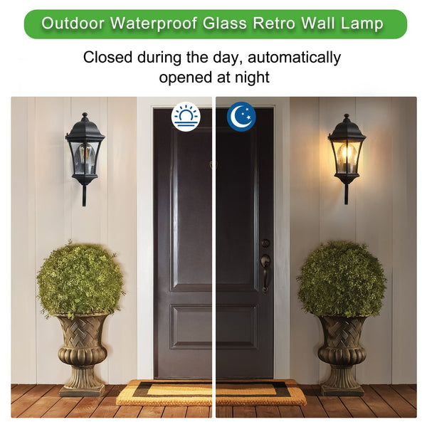 English Elm 1-Pack Vintage Wall-Mounted Outdoor Lantern Light - Matte Black Rustproof Sconce with Bubble Glass, E26 Compatible, Weatherproof W2312P368730