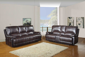 Homeroots Two Piece Indoor Brown Faux Leather Five Person Seating Set Brown  343907