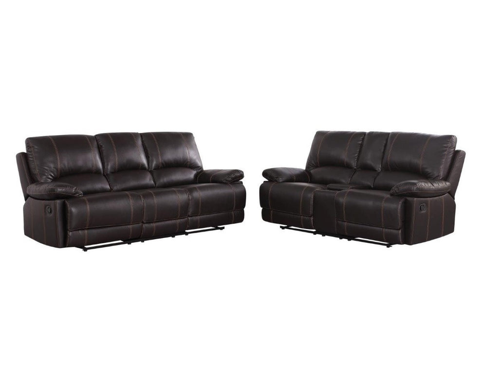 HomeRoots Two Piece Indoor Brown Faux Leather Seating Set for 5 - Reclining Comfort & Storage Solution 343907