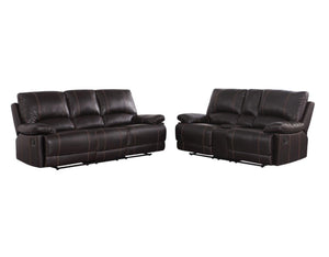 Homeroots Two Piece Indoor Brown Faux Leather Five Person Seating Set Brown  343907