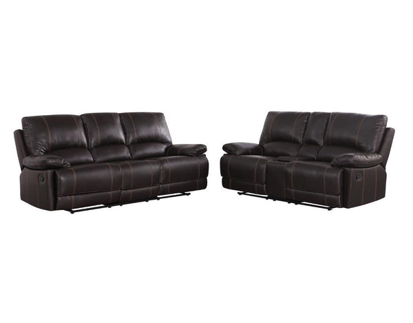 Homeroots Two Piece Indoor Brown Faux Leather Five Person Seating Set Brown  343907