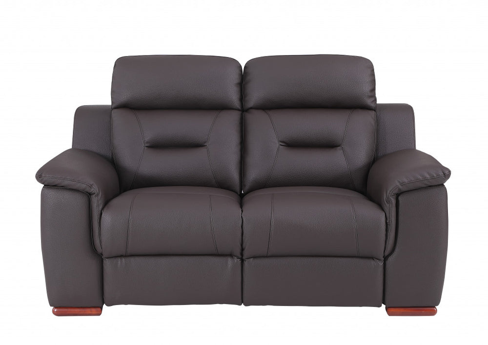 Homeroots 67" Brown Faux Leather Manual Reclining Loveseat Brown  343909