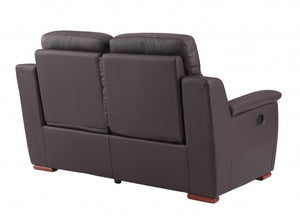 Homeroots 67" Brown Faux Leather Manual Reclining Loveseat Brown  343909