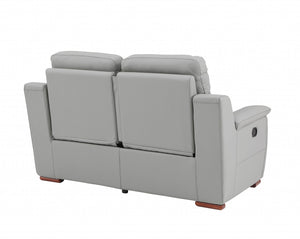 Homeroots 67" Gray And Brown Faux Leather Manual Reclining Loveseat Grey  343910