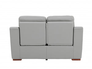 Homeroots 67" Gray And Brown Faux Leather Manual Reclining Loveseat Grey  343910
