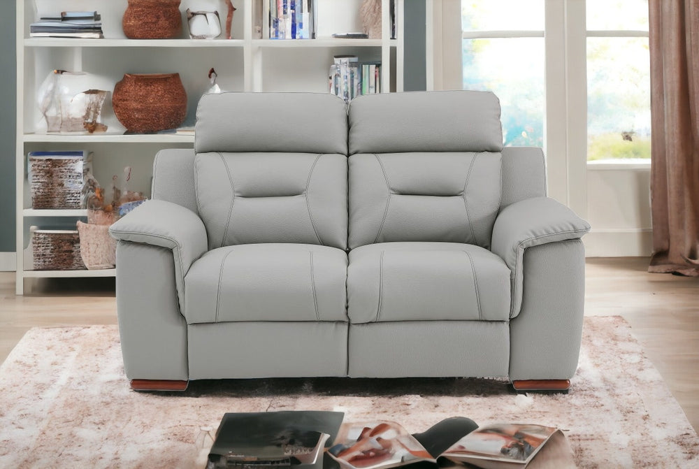 Homeroots 67" Gray And Brown Faux Leather Manual Reclining Loveseat Grey  343910