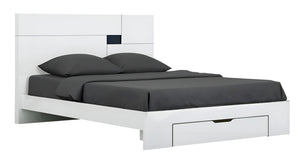 Homeroots White Wood Ca King Platform Bed Frame With Storage Drawer White  343912