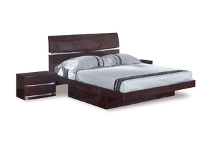 Homeroots Solid Wood King Wood Brown Bed Wenge Solid Manufactured Wood 343913