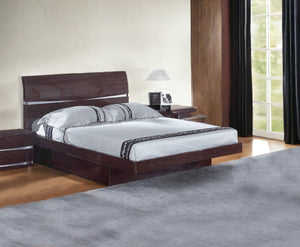 Homeroots Solid Wood King Wood Brown Bed Wenge Solid Manufactured Wood 343913