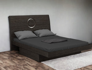 Homeroots Gray King Bed Frame Grey High Gloss 343916