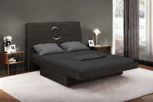 Homeroots King Gray Bed Grey High Gloss 343917