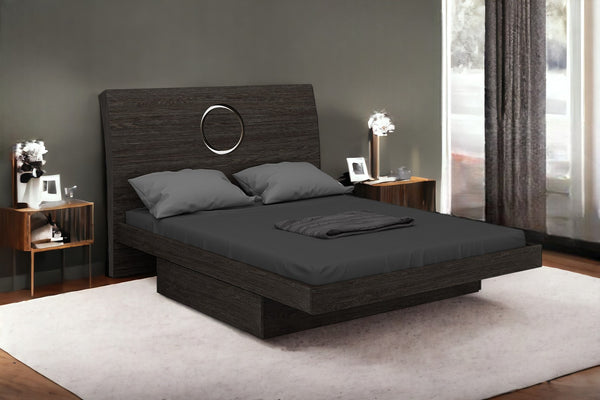 Homeroots King Gray Bed Grey High Gloss 343917