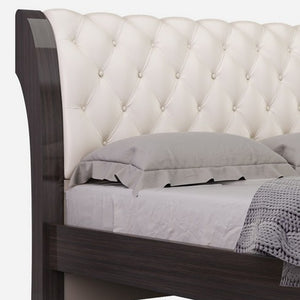 Homeroots Solid Wood King Tufted Beige Upholstered Faux Leather Bed With Nailhead Trim  Solid Manufactured Wood 343921
