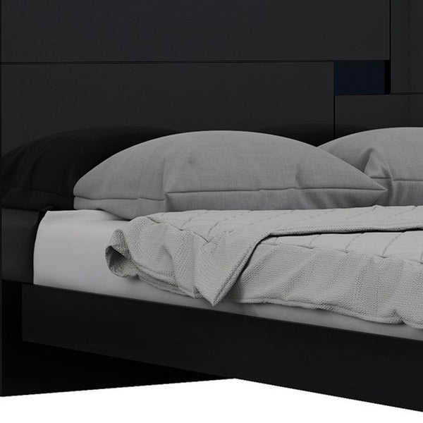 Homeroots Solid Wood King Black Bed Balck Solid Manufactured Wood 343923