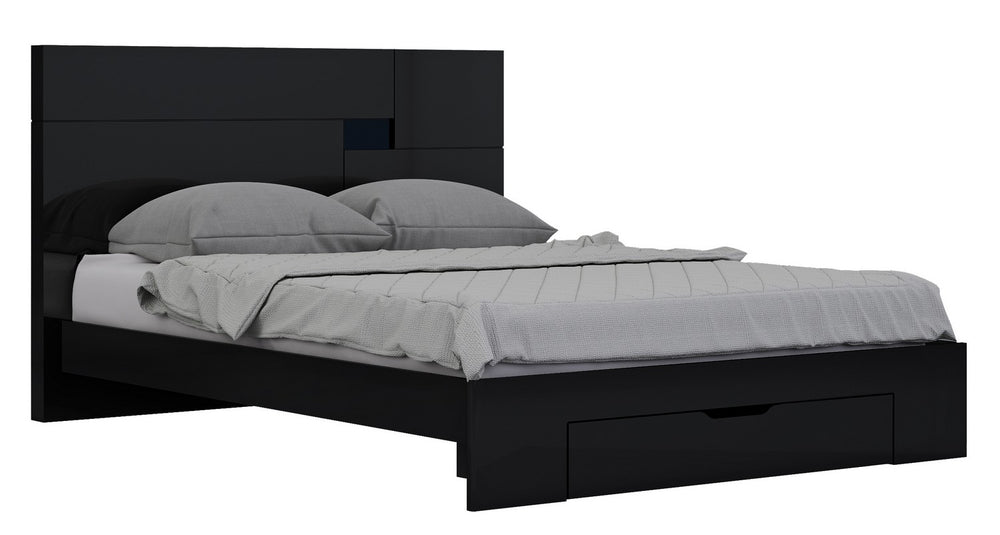 Homeroots Solid Wood King Black Bed Balck Solid Manufactured Wood 343924