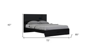 Homeroots Solid Wood King Black Bed Balck Solid Manufactured Wood 343924