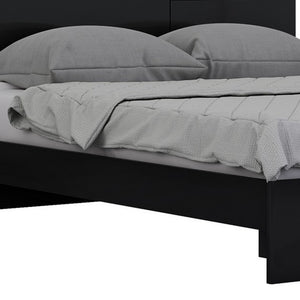 Homeroots Solid Wood King Black Bed Balck Solid Manufactured Wood 343924