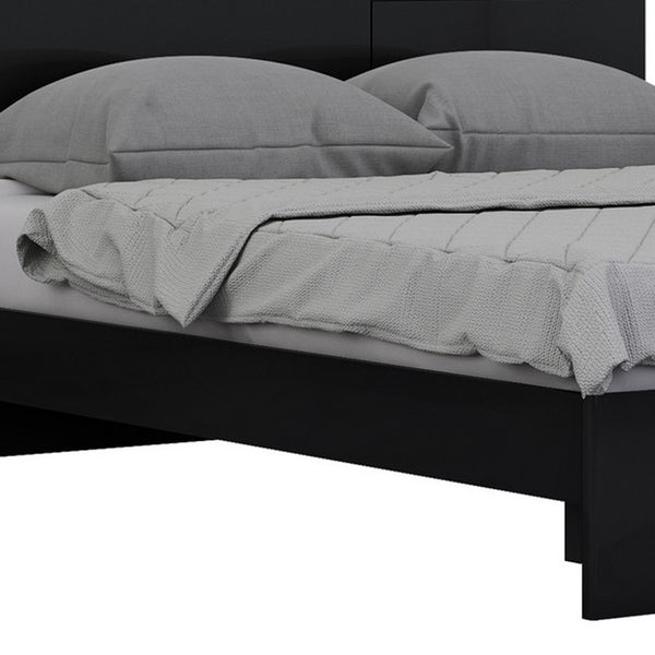Homeroots Solid Wood King Black Bed Balck Solid Manufactured Wood 343924