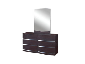 HomeRoots Four Piece Solid Wood Bedroom Set with Mirror - Modern Design, Warm Brown Finish, Durable Quality 343925