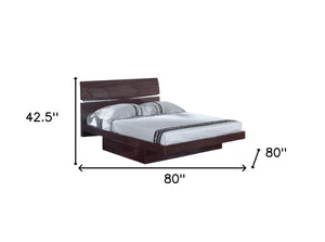 HomeRoots Four Piece Solid Wood Bedroom Set with Mirror - Modern Design, Warm Brown Finish, Durable Quality 343925