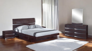 HomeRoots Four Piece Solid Wood Bedroom Set with Mirror - Modern Design, Warm Brown Finish, Durable Quality 343925