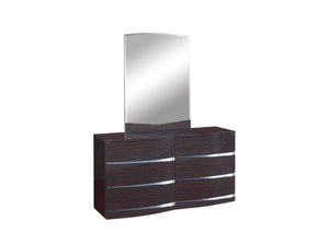 HomeRoots Four Piece Solid Wood Bedroom Set with Mirror - Elegant Brown Finish, Modern Design & Ample Storage 343926