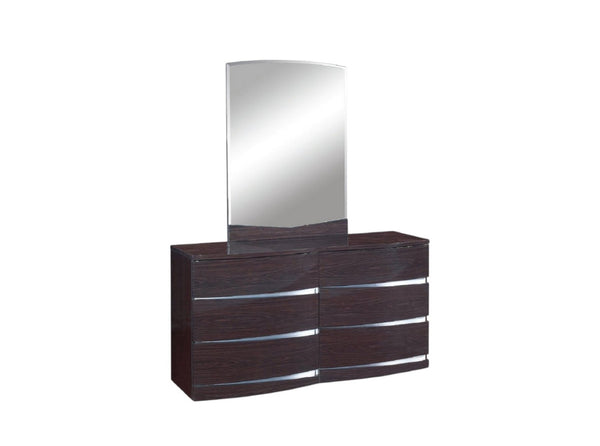HomeRoots Four Piece Solid Wood Bedroom Set with Mirror - Elegant Brown Finish, Modern Design & Ample Storage 343926