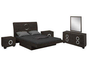 HomeRoots Four Piece Gray Solid Wood Bedroom Set - Modern Design with Mirror, Ample Storage & Durability 343929