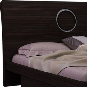 Homeroots Queen Wood Brown Bed Wenge High Gloss 343939