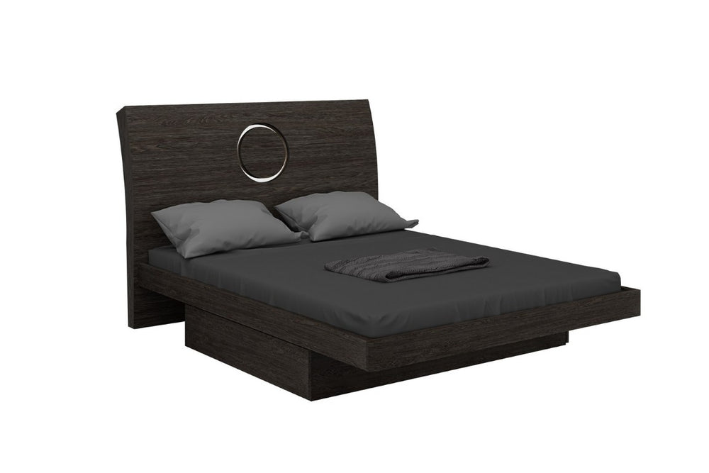 HomeRoots Gray Wood Queen Platform Bed with Built-in Drawer Storage for Modern Bedrooms 343940
