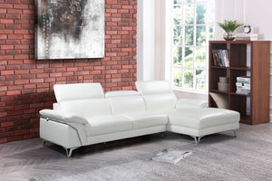 Homeroots White Italian Leather L Shaped Two Piece Sofa And Chaise Sectional White  343951