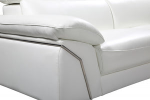 Homeroots White Italian Leather L Shaped Two Piece Sofa And Chaise Sectional White  343951