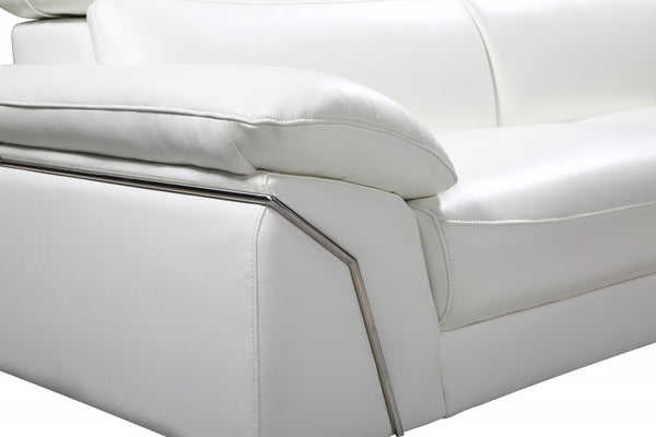 Homeroots White Italian Leather L Shaped Two Piece Sofa And Chaise Sectional White  343951