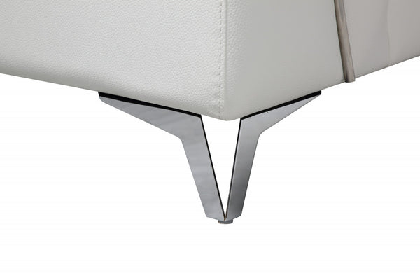 Homeroots White Italian Leather L Shaped Two Piece Sofa And Chaise Sectional White  343951