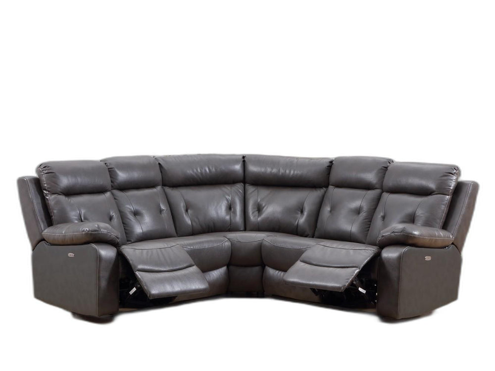 Homeroots Dark Gray Polyester Blend Power Reclining U Shaped Three Piece Corner Sectional   343955
