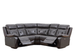 Homeroots Dark Gray Polyester Blend Power Reclining U Shaped Three Piece Corner Sectional   343955