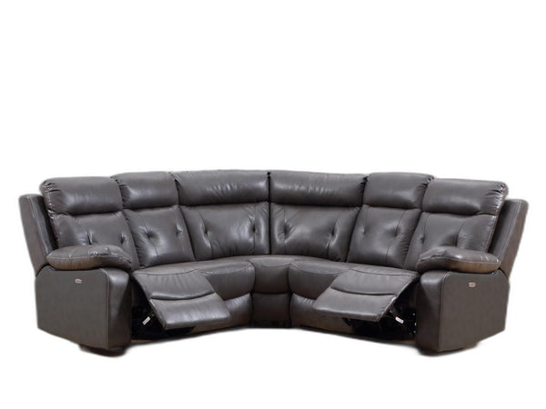 Homeroots Dark Gray Polyester Blend Power Reclining U Shaped Three Piece Corner Sectional   343955