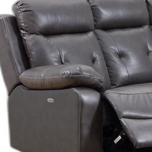 Homeroots Dark Gray Polyester Blend Power Reclining U Shaped Three Piece Corner Sectional   343955