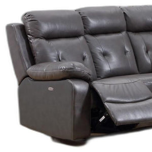 Homeroots Dark Gray Polyester Blend Power Reclining U Shaped Three Piece Corner Sectional   343955