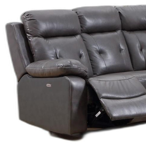 Homeroots Dark Gray Polyester Blend Power Reclining U Shaped Three Piece Corner Sectional   343955
