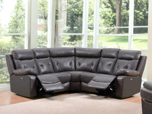Homeroots Dark Gray Polyester Blend Power Reclining U Shaped Three Piece Corner Sectional   343955