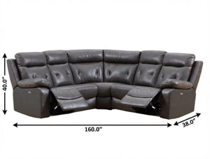 HomeRoots Dark Gray Power Reclining U-Shaped Sectional Sofa - Modern Design for Comfort & Style in Any Room 343955